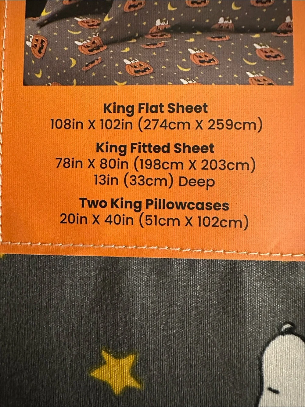 Peanuts Halloween Snoopy Pumpkin Sheet Set - Gray, Orange & Yellow